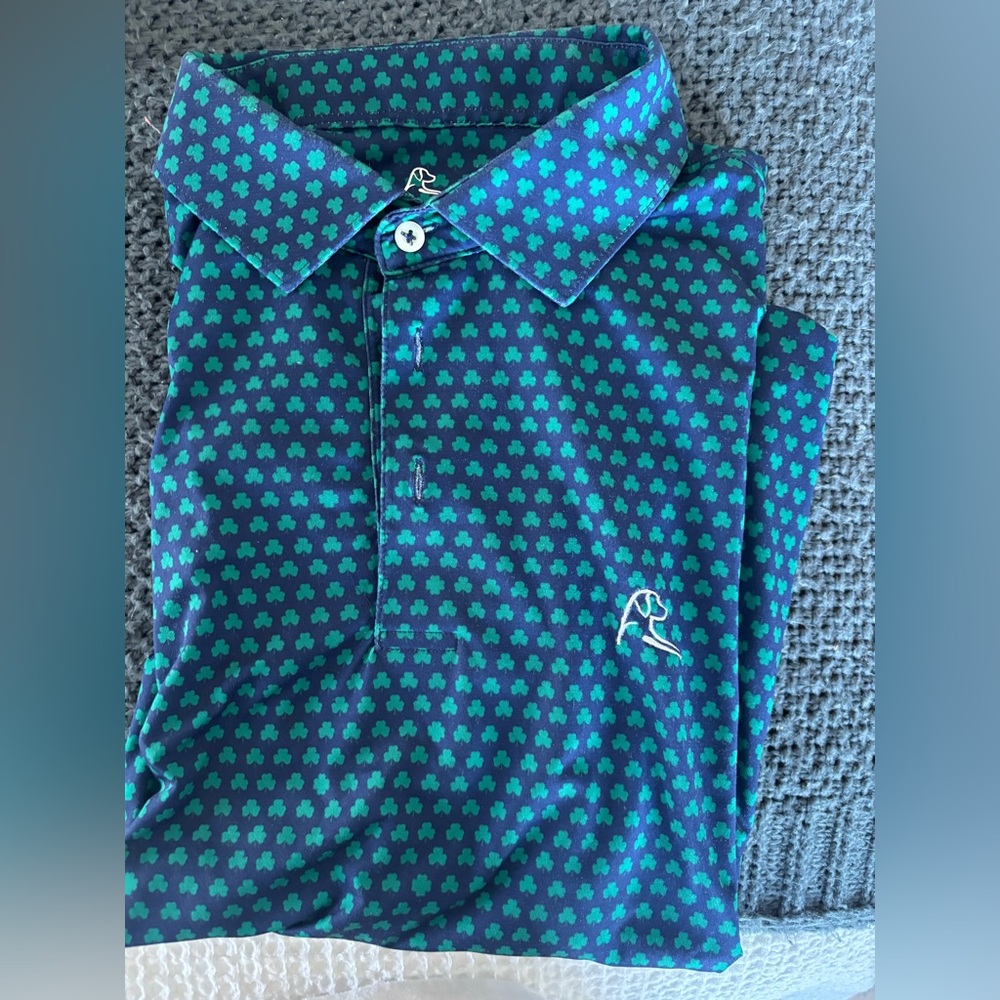 Rhoback Green and Navy Shamrock Polo Shirt